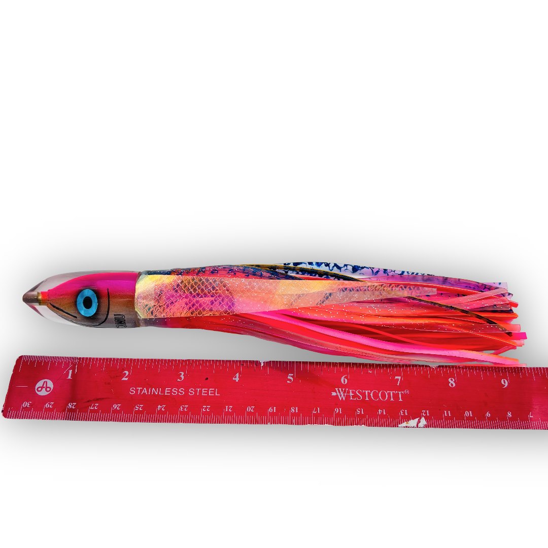 Tsutomu Lures Fish Head Bullet 12" "Da Amaebi" Pink 8 oz  Skirted New (Copy)