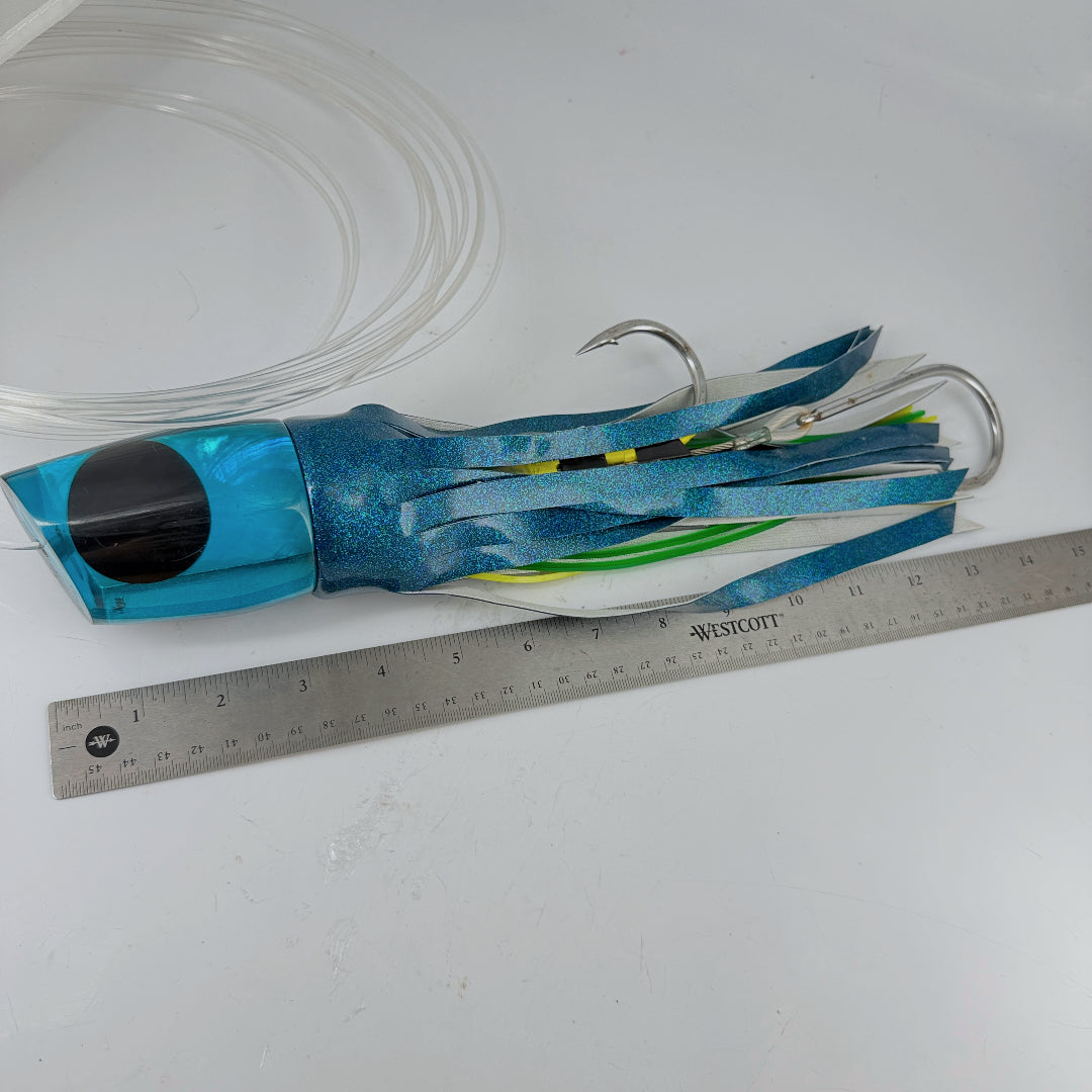 Koya Lures XL 861 14” Plunger Early Model Teal 12 oz Rigged Vinyl Skirted | Pre-owned