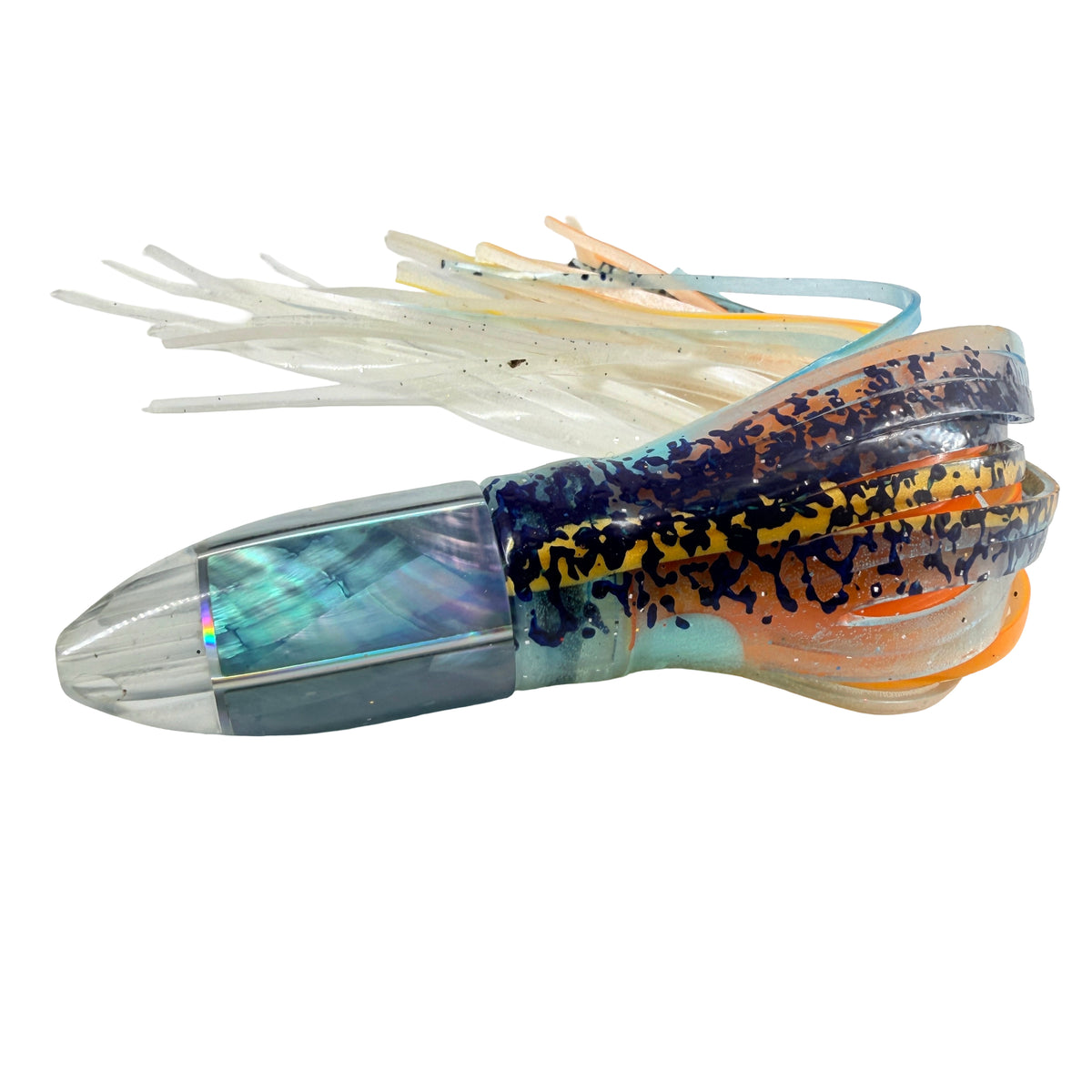 Koya Lures Karma 8" Jetted Bullet – Ice Blue Shell – Black Pattern & Orange Yamashita Skirts New