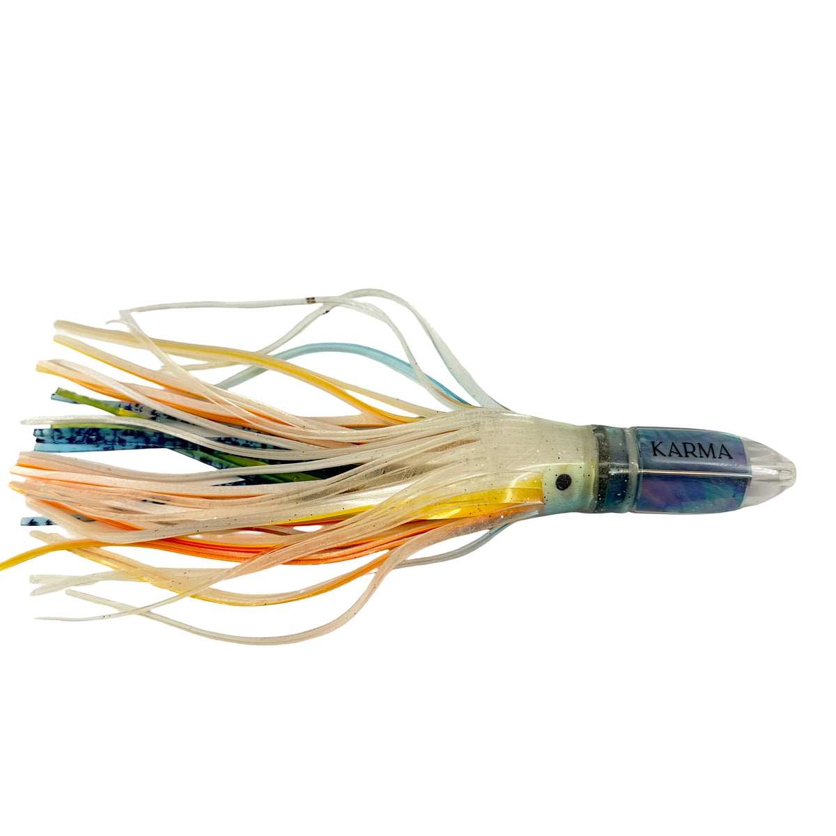 Koya Lures Karma 8" Jetted Bullet – Ice Blue Shell – Black Pattern & Orange Yamashita Skirts New