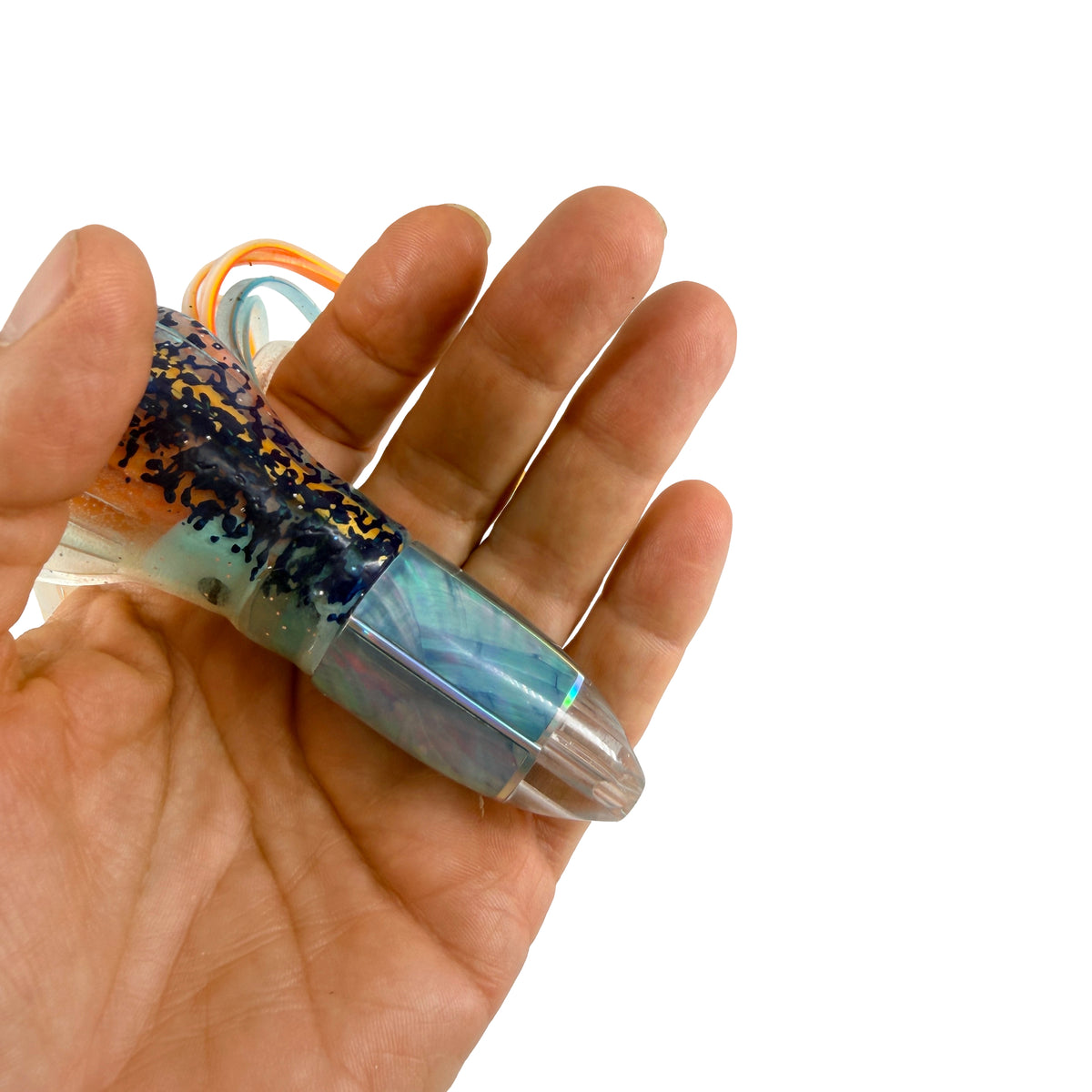 Koya Lures Karma 8" Jetted Bullet – Ice Blue Shell – Black Pattern & Orange Yamashita Skirts New