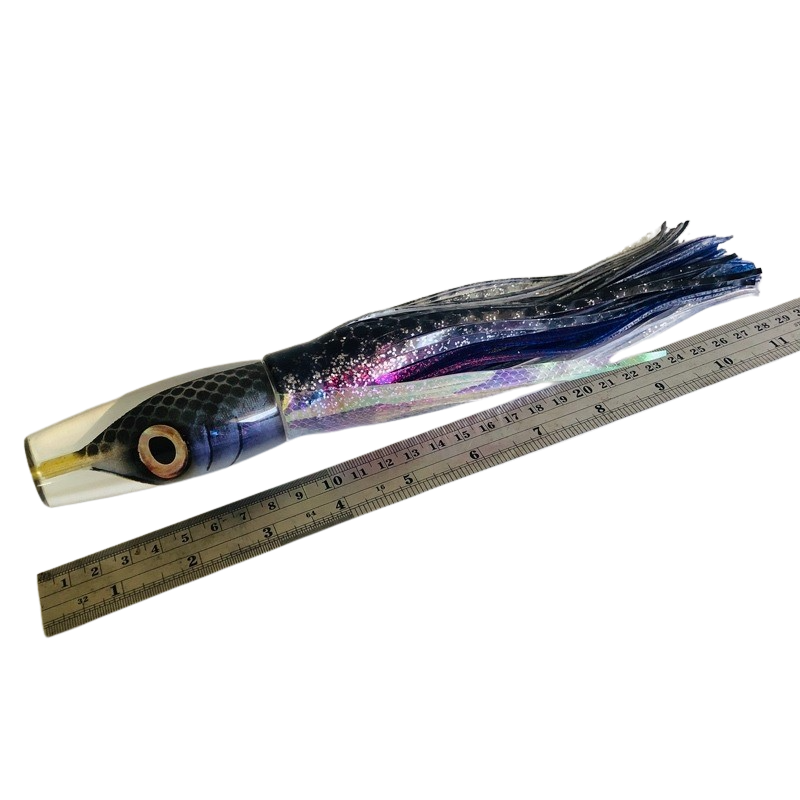 Tsutomu Lures Silky Milky Fish Head invert 12"  Skirted – Like New
