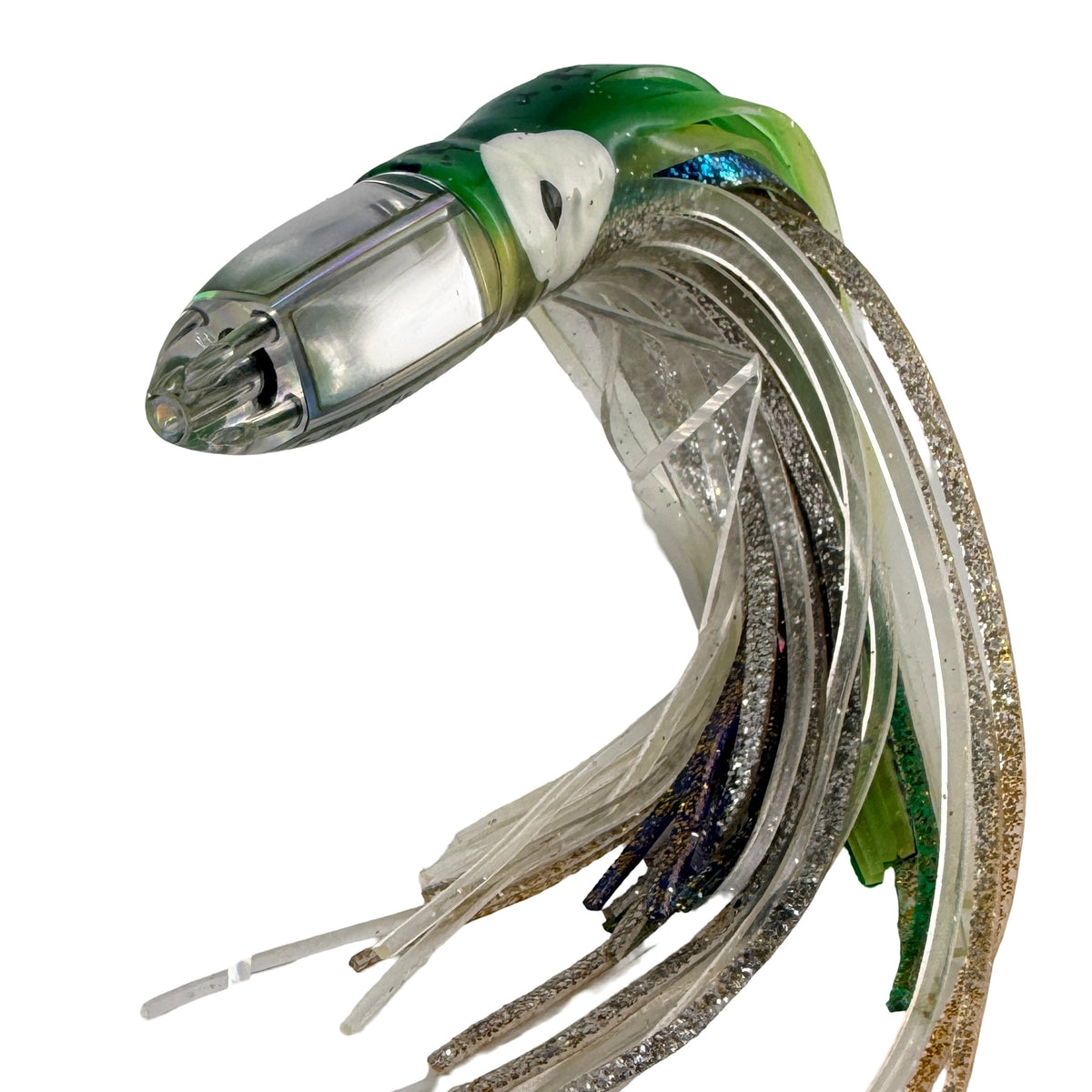 Koya Lures Karma 6.5" Jetted Bullet – Mirror Insert – Green & Silver Yamashita Skirts New