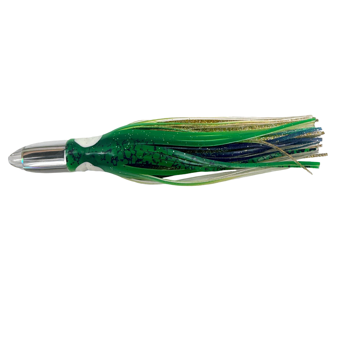 Koya Lures Karma 6.5" Jetted Bullet – Mirror Insert – Green & Silver Yamashita Skirts New