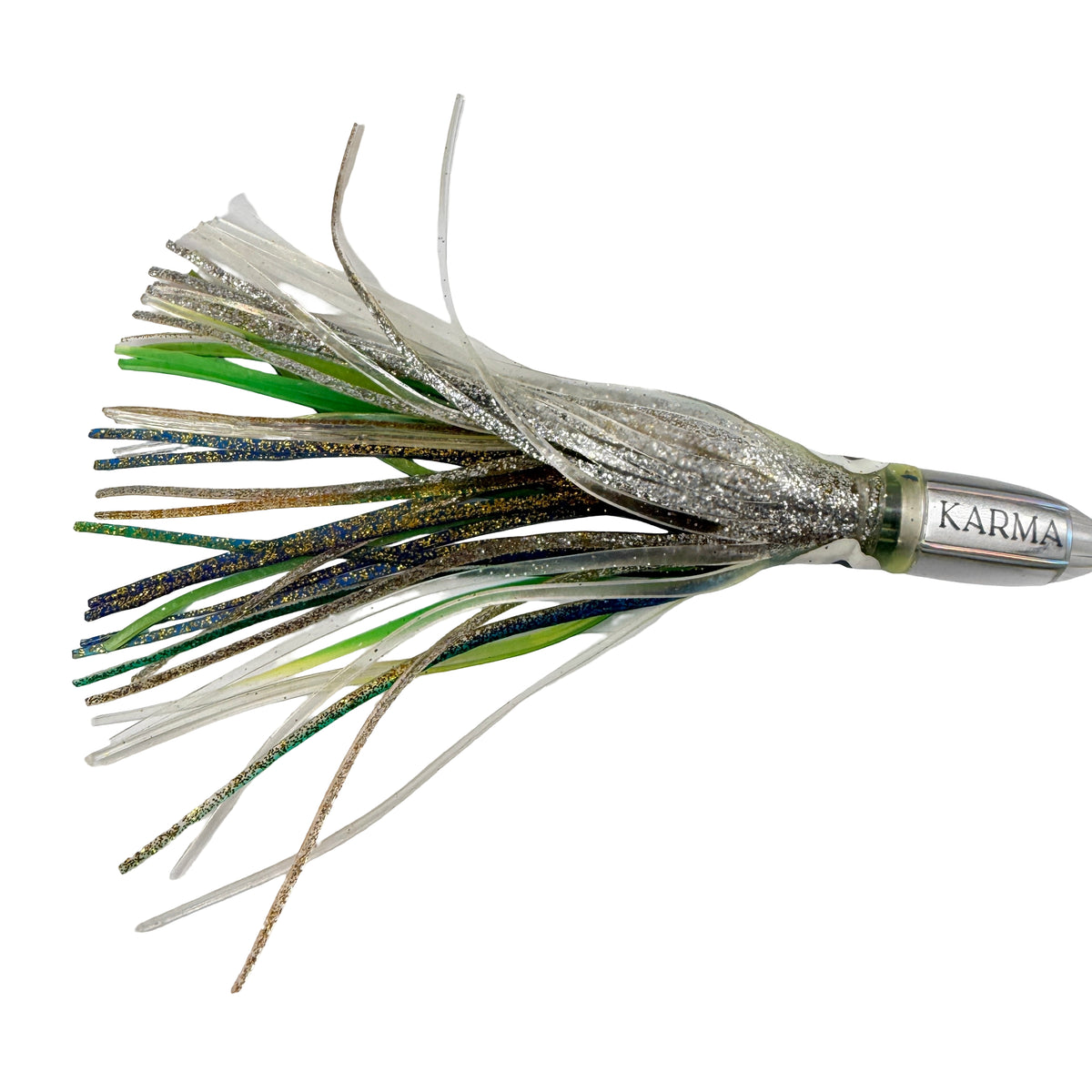 Koya Lures Karma 6.5" Jetted Bullet – Mirror Insert – Green & Silver Yamashita Skirts New