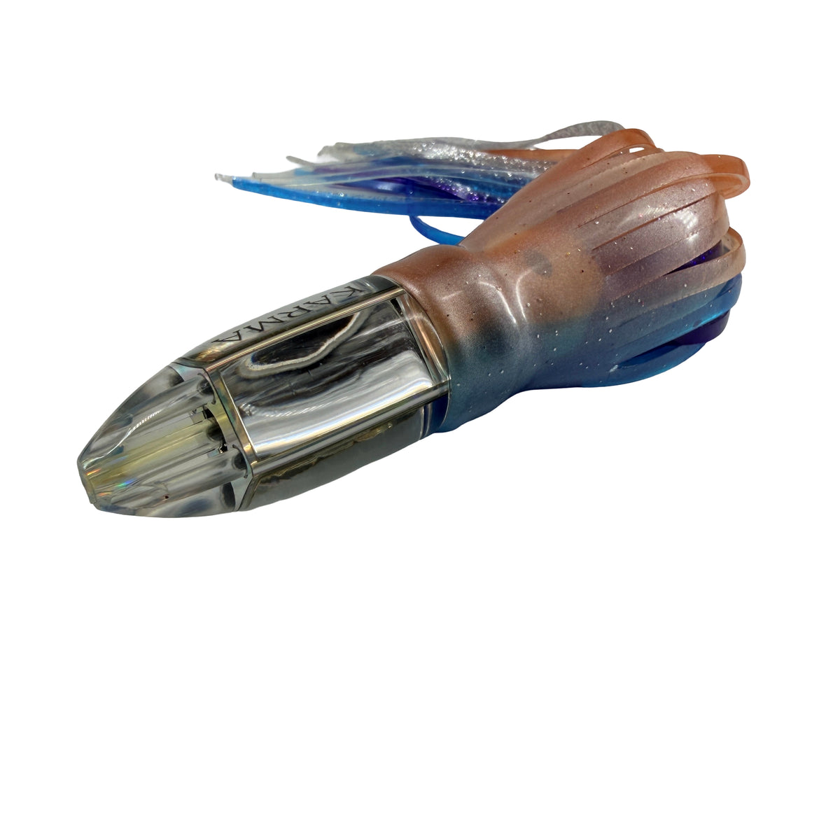 Koya Lures Karma 8" Jetted Bullet – Mirror Insert – Blue & Salmon Yamashita Skirt– New 01