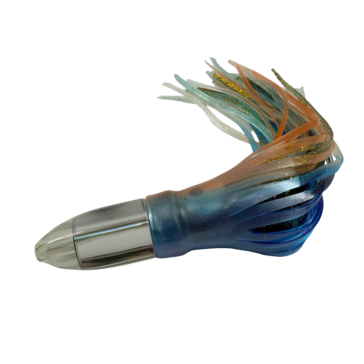 Koya Lures Karma 8" Jetted Bullet – Mirror Insert – Blue & Salmon Yamashita Skirts-  New 02
