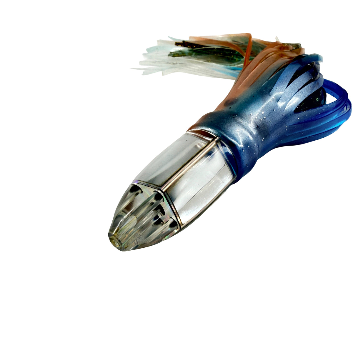 Koya Lures Karma 8" Jetted Bullet – Mirror Insert – Blue & Salmon Yamashita Skirts-  New 02