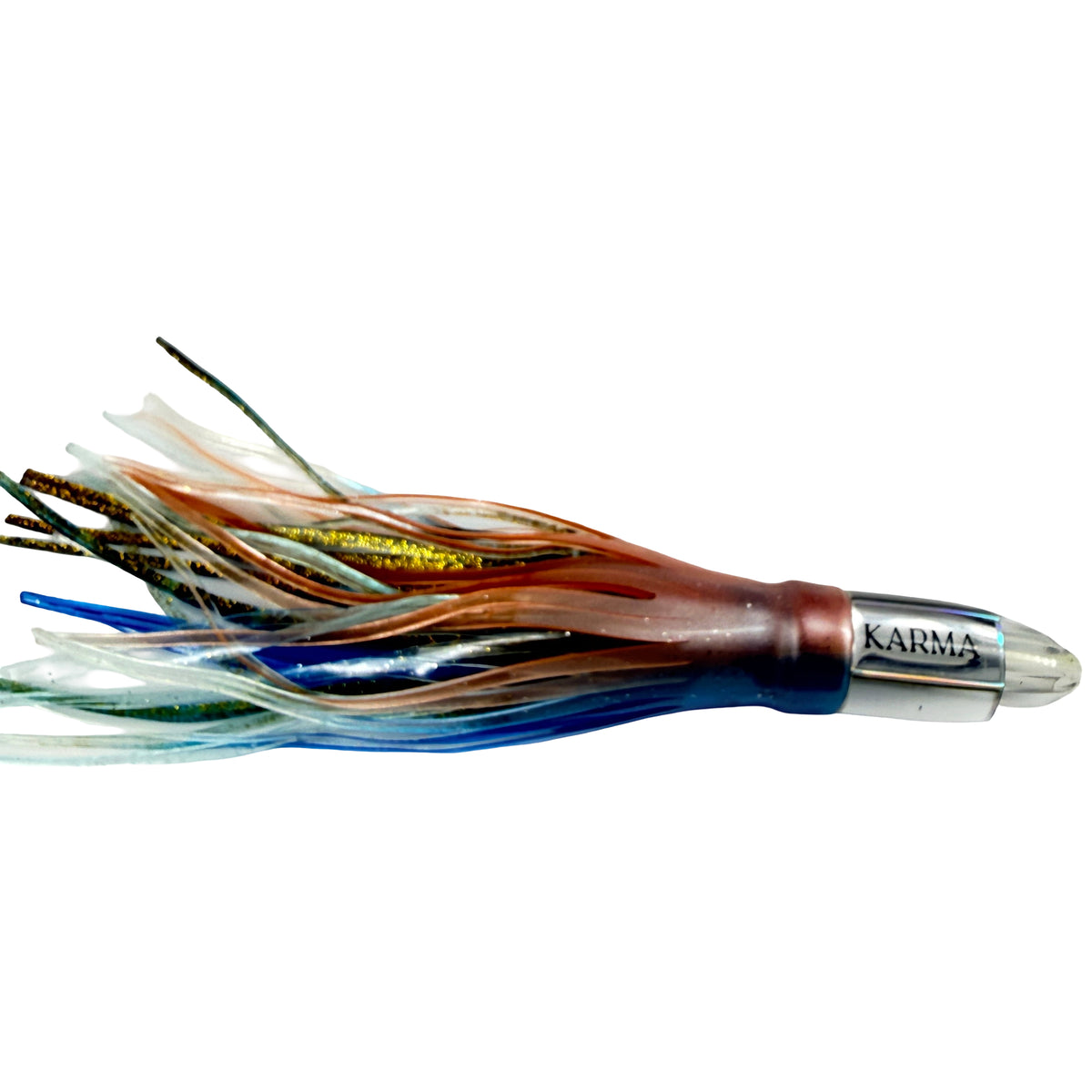 Koya Lures Karma 8" Jetted Bullet – Mirror Insert – Blue & Salmon Yamashita Skirts-  New 02