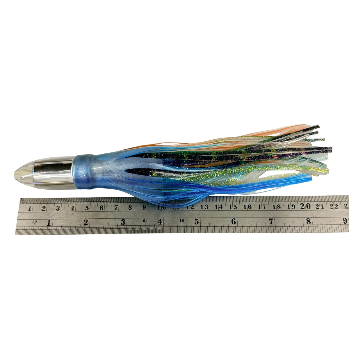 Koya Lures Karma 8" Jetted Bullet – Mirror Insert – Blue & Salmon Yamashita Skirts-  New 02