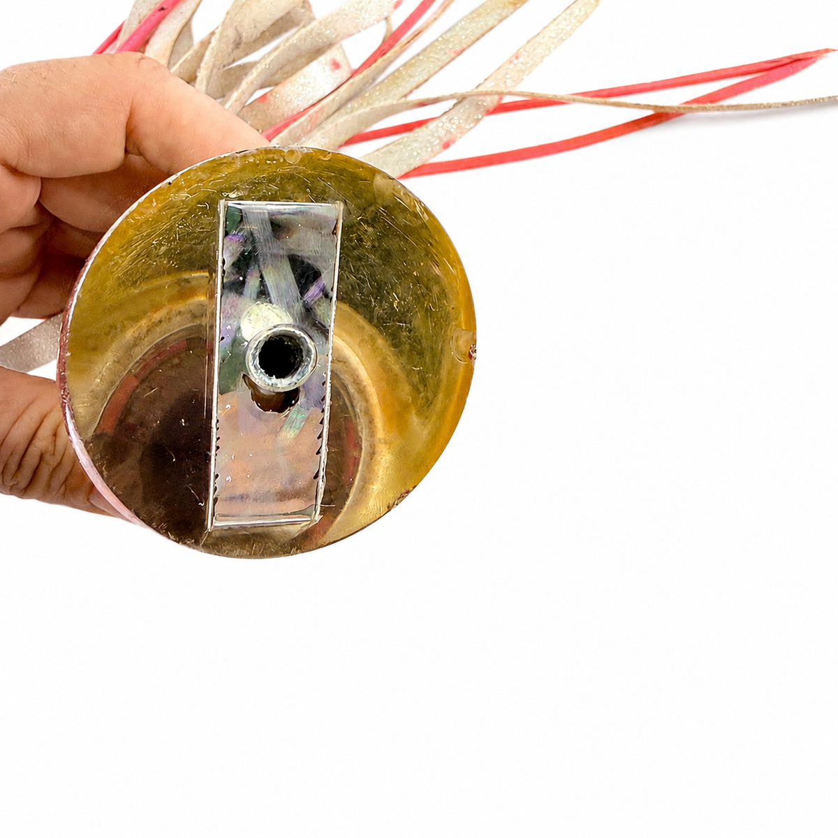 Koya Lures  14” Medium Poi Dog White Lots of  9.5 oz Vinyl Skirted Battle Scars