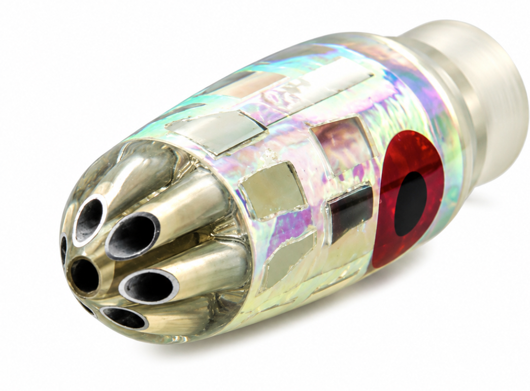 New Old Stock! Ali'i Kai Lures 9" Bullet  6-Jet - Cracked Mirror, Rainbow - New