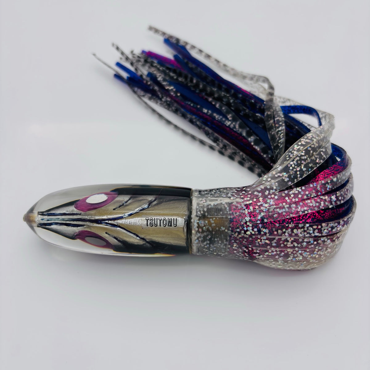 Tsutomu Lures Fish Head Bullet 12" Gray Silver Skirted Heavy 20 oz New