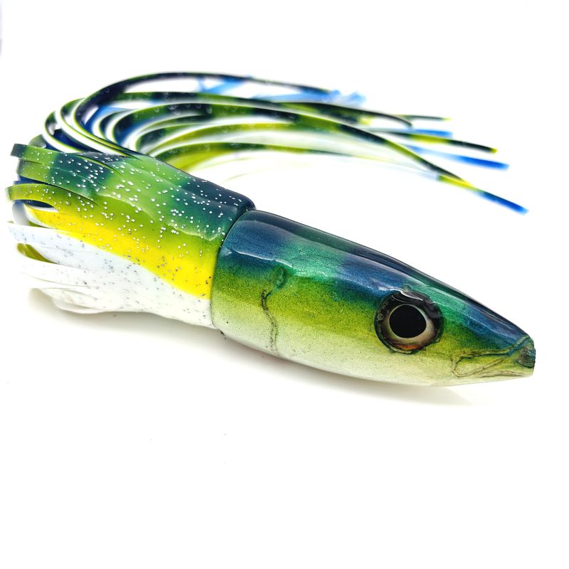 Ali’i Kai Lures Fish Head Green OR Blue Scad Opelu 10” - Skirted New Old Stock