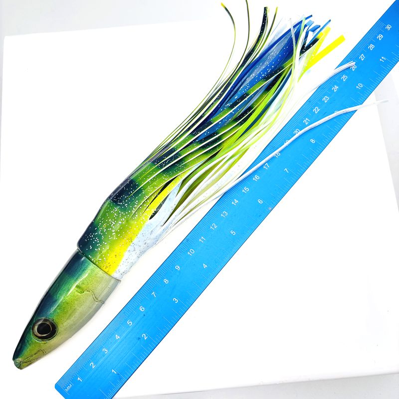 Ali’i Kai Lures Fish Head Green OR Blue Scad Opelu 10” - Skirted New Old Stock
