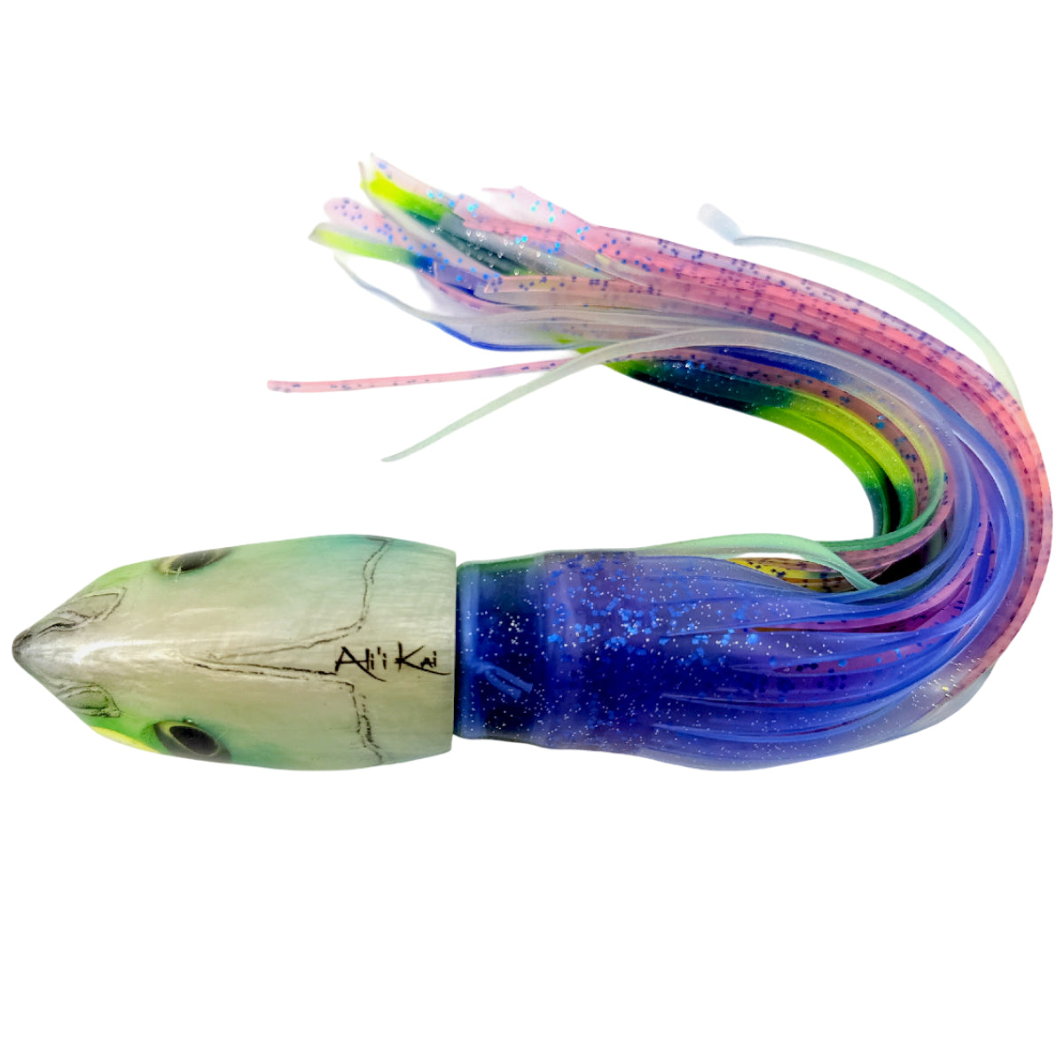 Alii Kai Lures Fish Head 12” Bullet Green Blue Skirted – Pre-owned