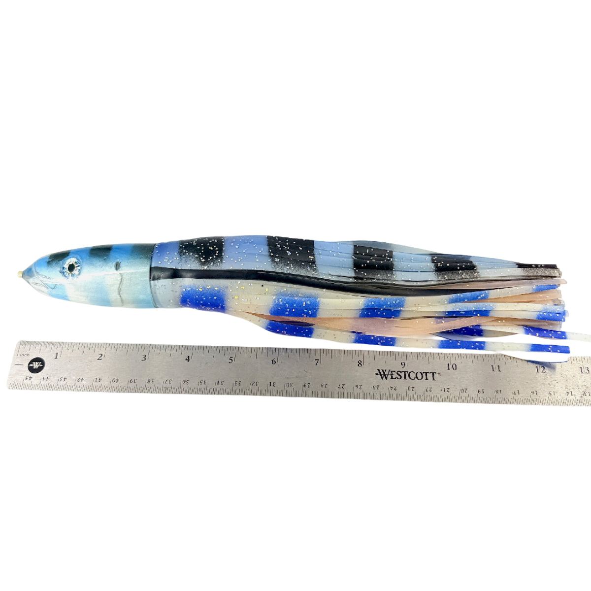 Alii Kai Lures Fish Head 14” Bullet Blue Stripes HEAVY Skirted – Pre-owned