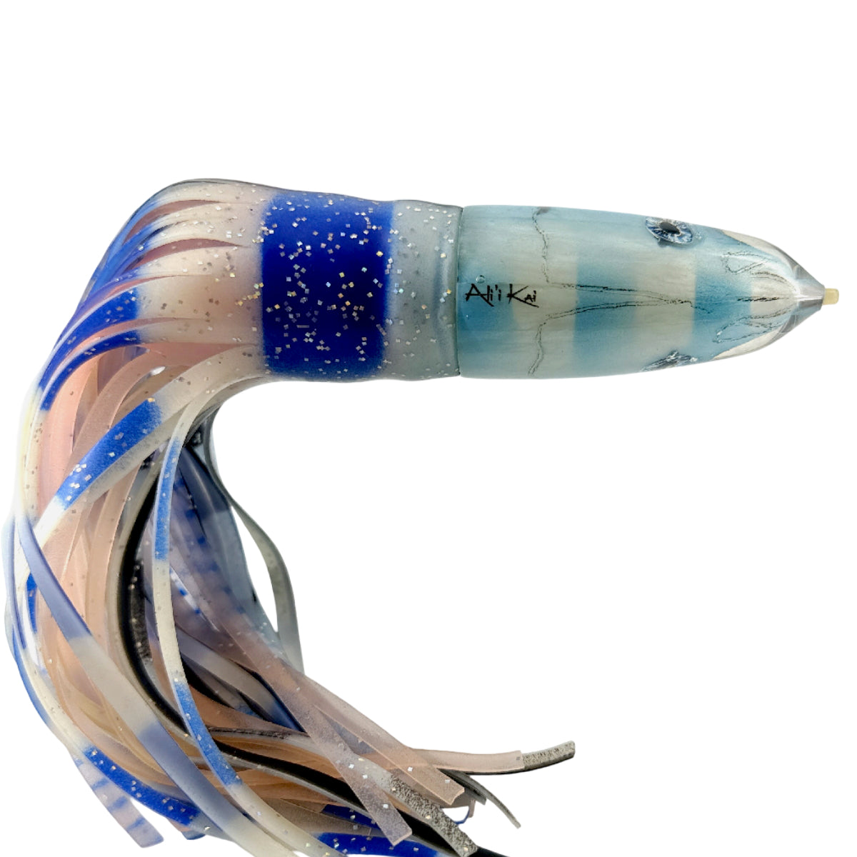 Alii Kai Lures Fish Head 14” Bullet Blue Stripes HEAVY Skirted – Pre-owned