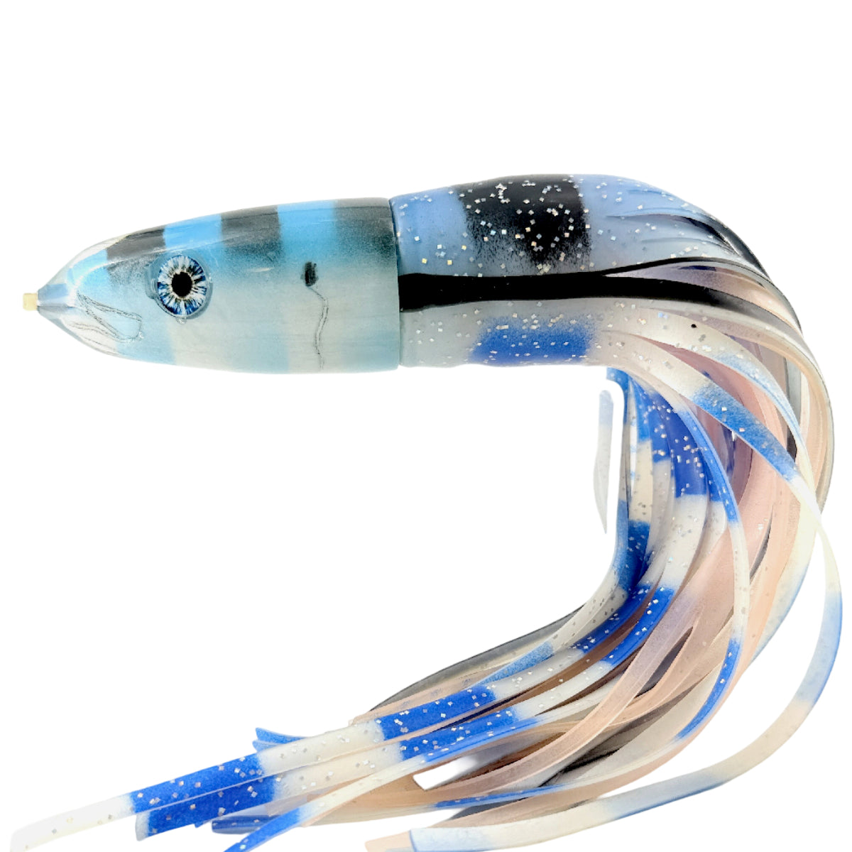 Alii Kai Lures Fish Head 14” Bullet Blue Stripes HEAVY Skirted – Pre-owned