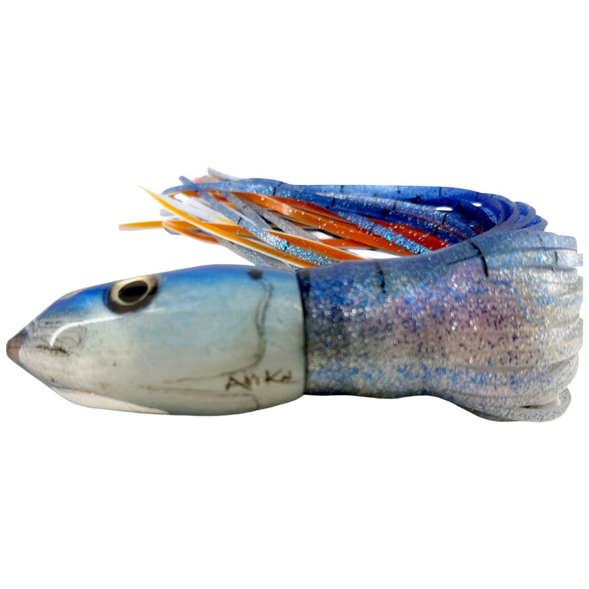 Alii Kai Lures Fish Head 12” Bullet Blue Skirted – Small Flaw Pre-owned