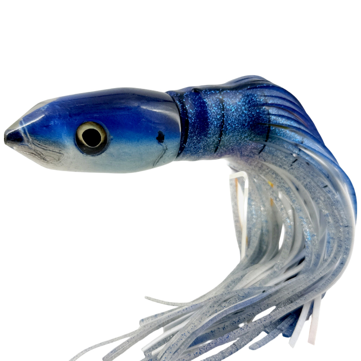 Alii Kai Lures Fish Head 12” Bullet Blue Skirted – Small Flaw Pre-owned