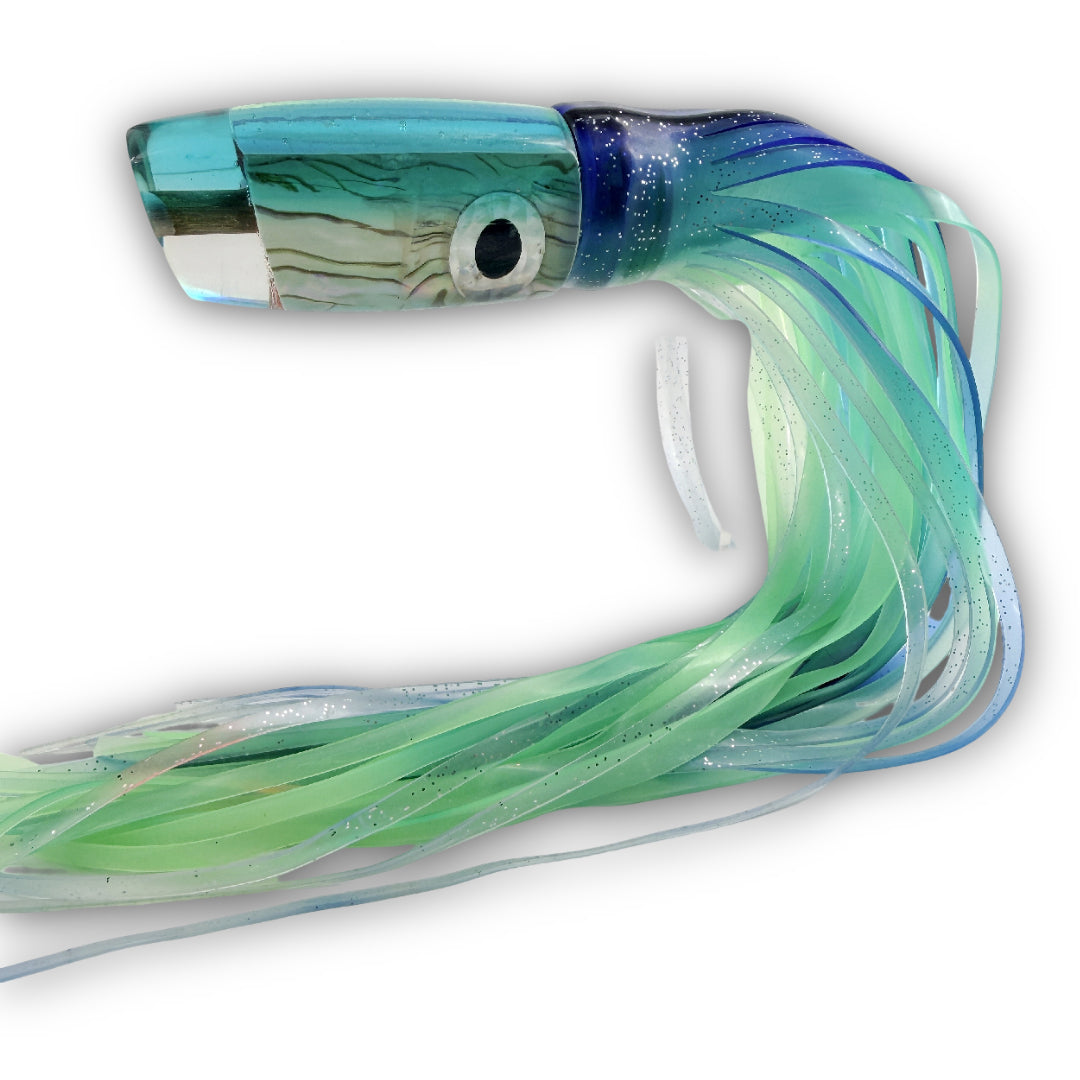 Alii Kai Lures 14 “ Medium Plunger Teal Earlier Model  6 oz Skirted  Like New