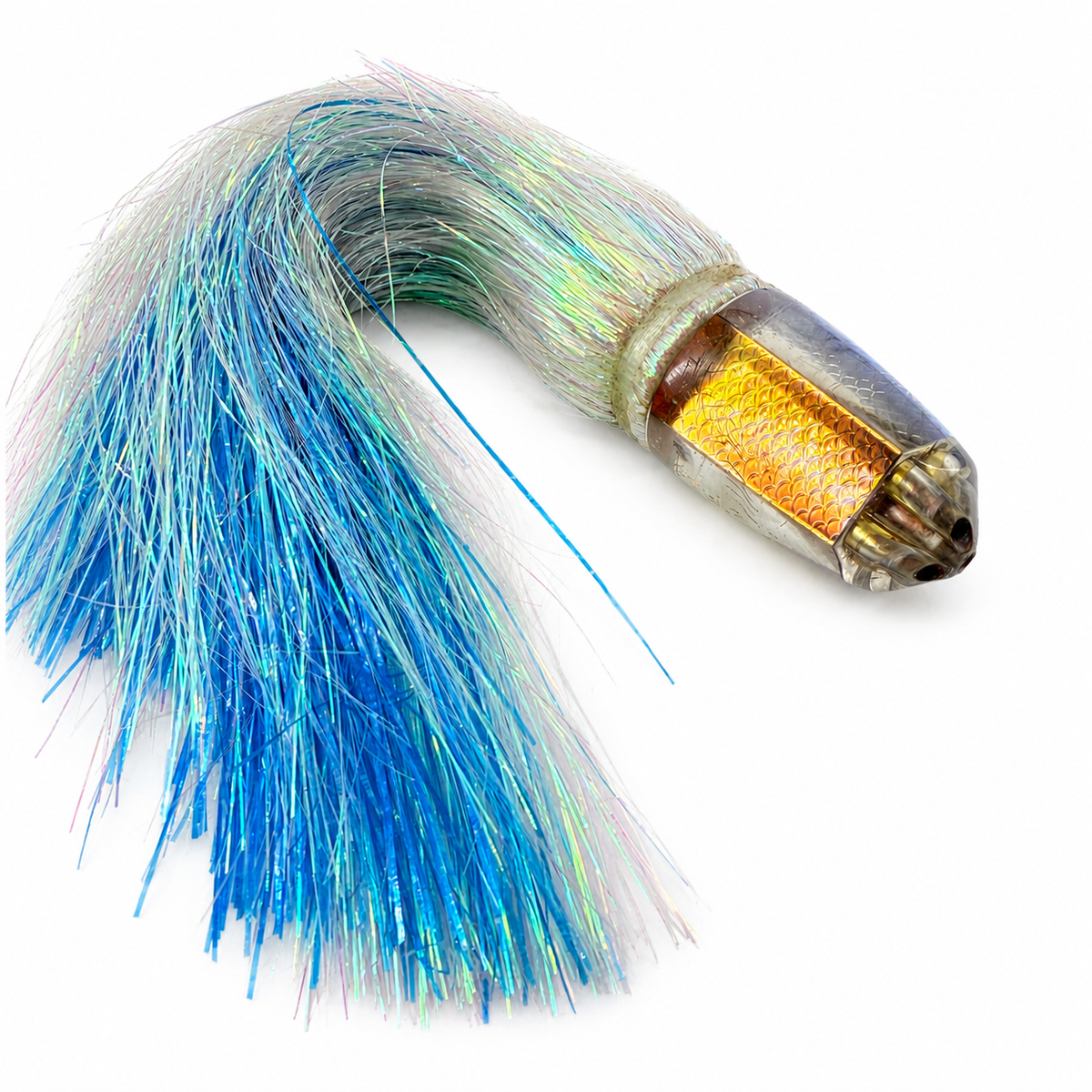 Koya Lures 9+ Jetted Bullet Rainbow Fish Scale Skirted Flashabou Battle Scars