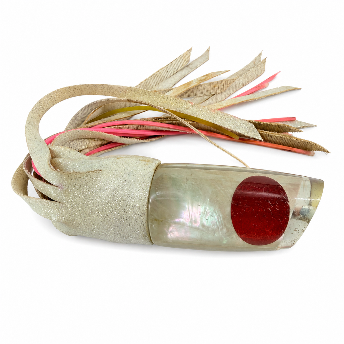 Koya Lures  14” Medium Poi Dog White Lots of  9.5 oz Vinyl Skirted Battle Scars