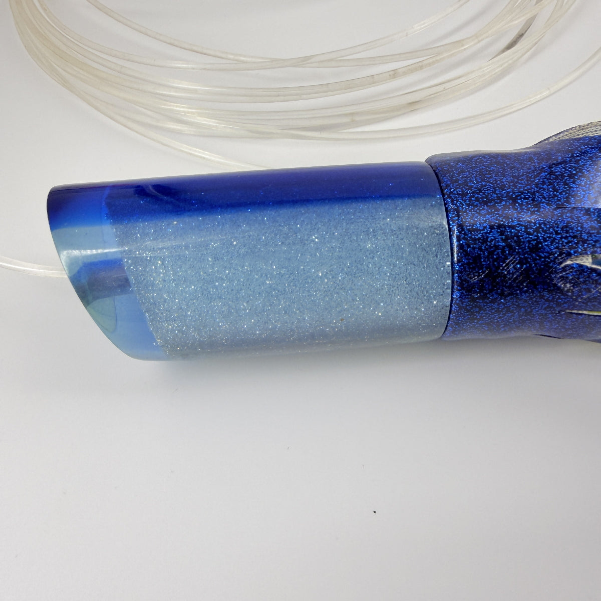 Koya Lures  Tube 12” Blue Sparkle Early Model 5.5 oz  Rigged Vinyl Skirted | Pre-owned