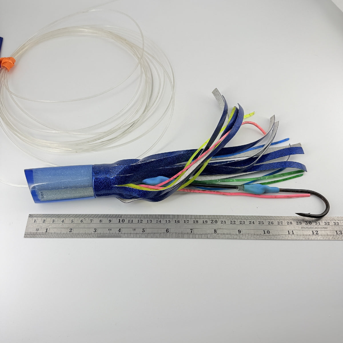 Koya Lures  Tube 12” Blue Sparkle Early Model 5.5 oz  Rigged Vinyl Skirted | Pre-owned