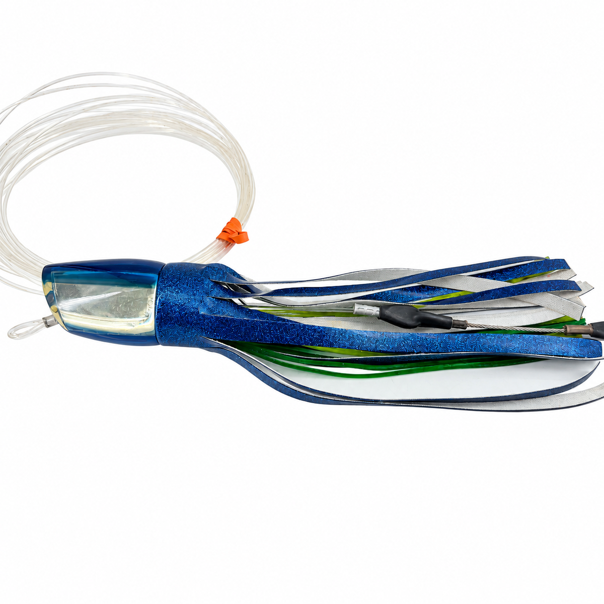 Koya Lures  Poi Dog Early Model 12”  Plunger Blue & Mirror  Early Model 5.5 oz Rigged Vinyl Skirted |Pre-owned