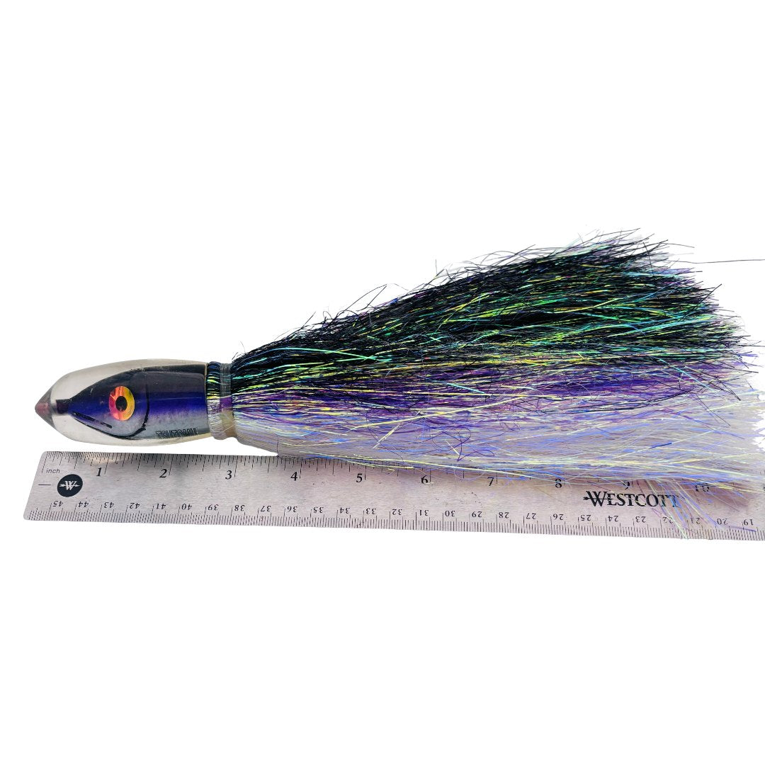 Tsutomu Lures Moke Fish Head Purple Silver 9” Skirted Pre-Owned