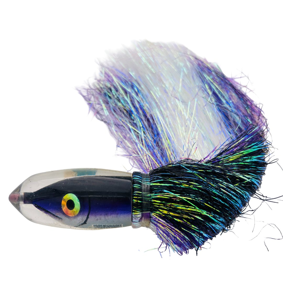 Tsutomu Lures Moke Fish Head Purple Silver 9” Skirted Pre-Owned