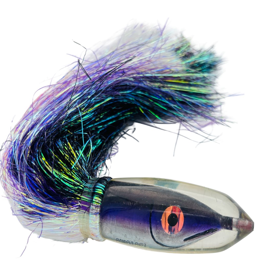 Tsutomu Lures Moke Fish Head Purple Silver 9” Skirted Pre-Owned