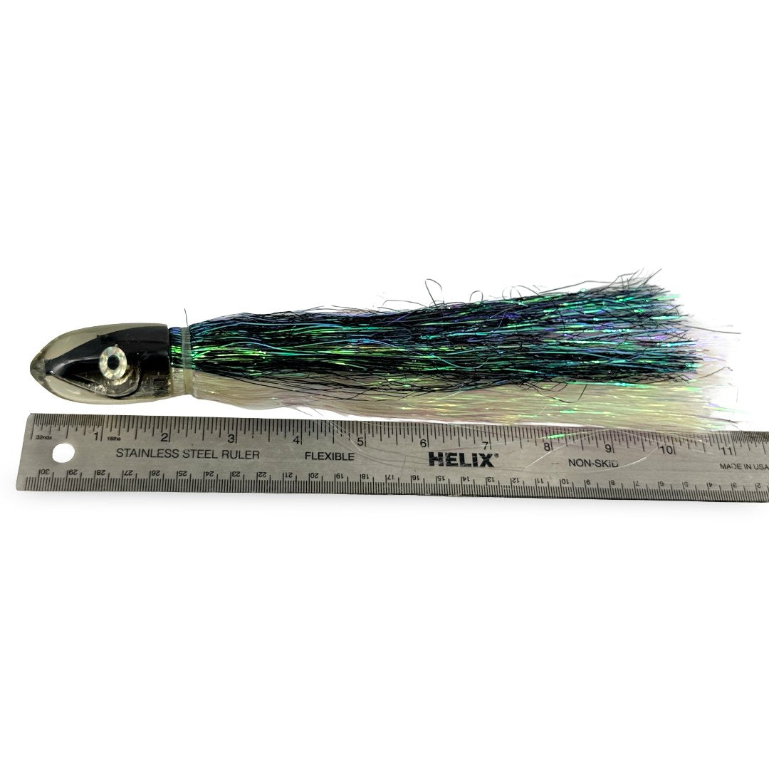 Tsutomu Lures Blunt Bullet Fish Head 9” Black Silver 4.6 oz Skirted Pre-owned