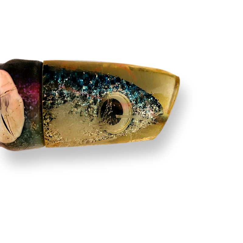 Yo-Zuri Lures Vintage Mac Head 9 inch Glitter Fish Head Battle Scars