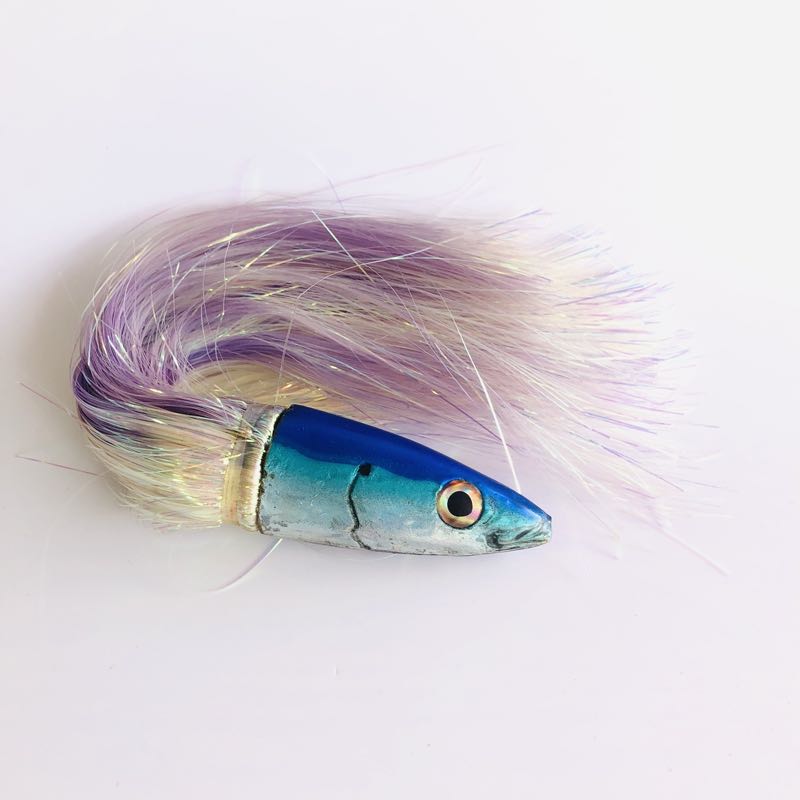 Ali&#39;i Kai Lures-Ali’i Kai Lures Fish Head Scad / Opelu 7” Keel Weighted - Flashabou - New Old Stock-New Lures