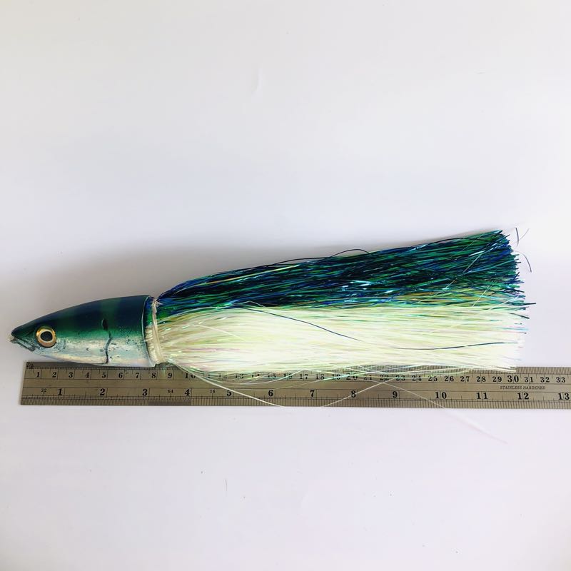 Ali'i Kai Lures Large Striped Fish Head - *Glow Magnum* Flashabou - Pre- Owned Ali'i Kai Lures Saltwater Tackle - BGLH