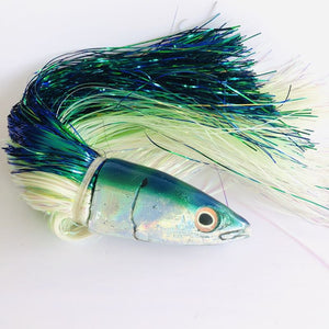 Ali’i Kai Lures Large  12" Striped Fish Head - *Glow Magnum*  Flashabou - Pre-Owned