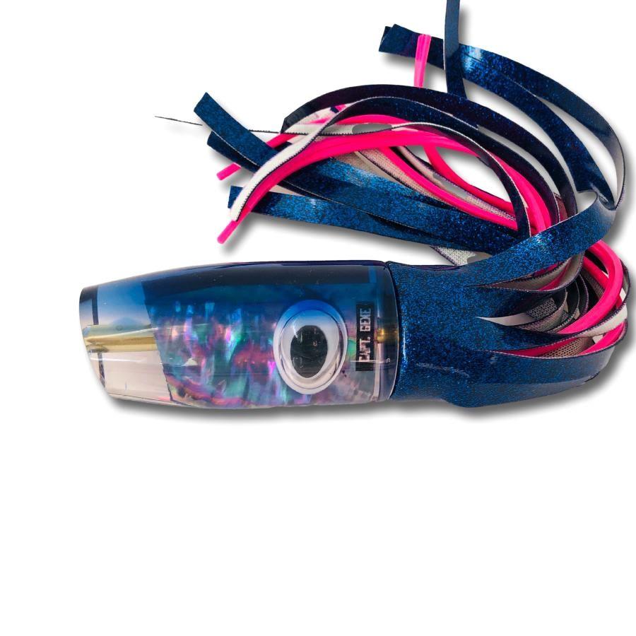 Gene VanderHoek Lures-Gene Vanderhoek Lures - 12" Plunger Blue & Shell - Shaky Eyes - Vinyl Skirt-New Lures