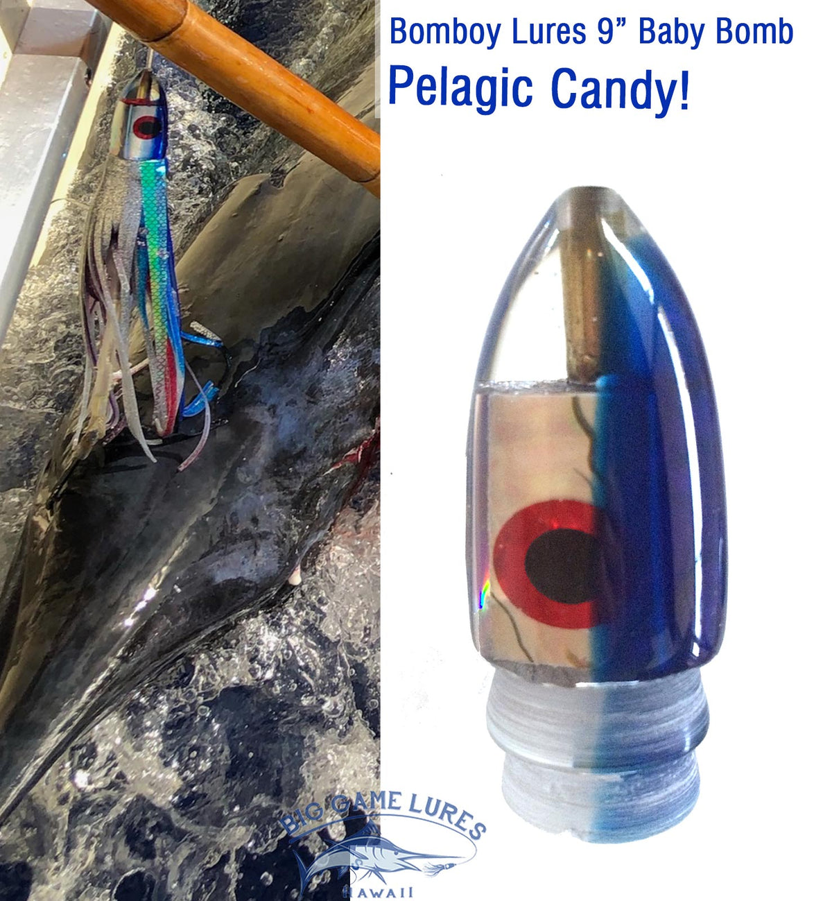 Bomboy Lures-Put the fish ON NOTICE ! See the Pics! Bomboy Lures MALOLO 9 Inch Baby Bomb Skirted-New Lures