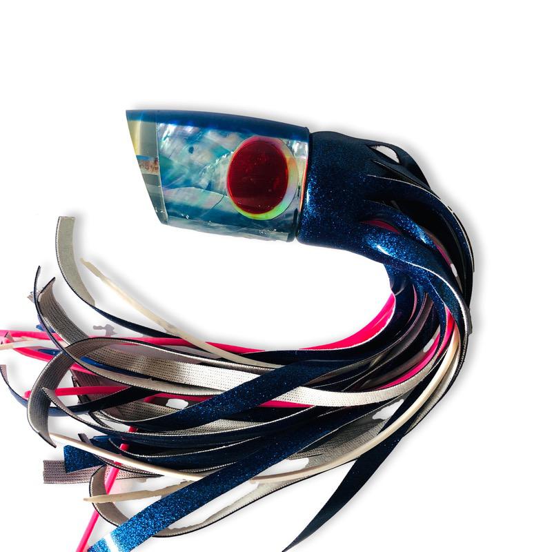 Masunaga Lures-Rare Kerwin Masunaga 14" Slant Face Plunger Blue Back Vinyl Skirted Battle Scars - Used-Used Lures