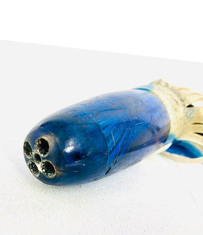 Marlin Magic Lures-Marlin Magic - Heavy! Big Blue Mega Jet Chopped Bullet Brass Jets - Abused! Battered! Bitten!-Used Lures