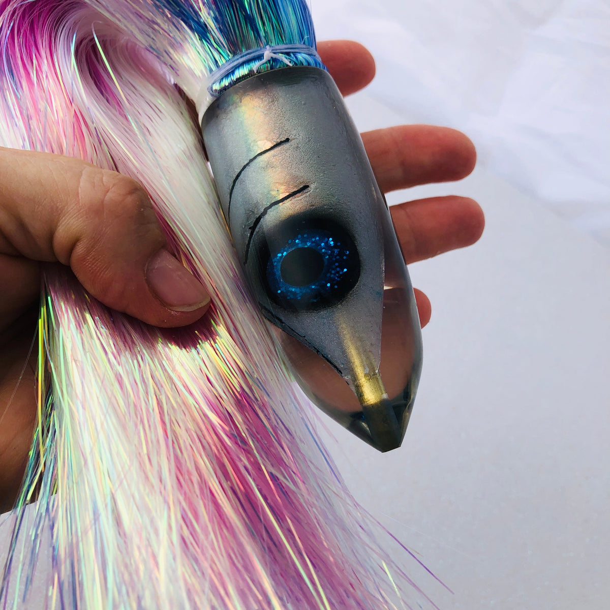 Tsutomu Lures-Tsutomu Lures Moke Bullet 9+ Sterling - Flashabou-New Lures