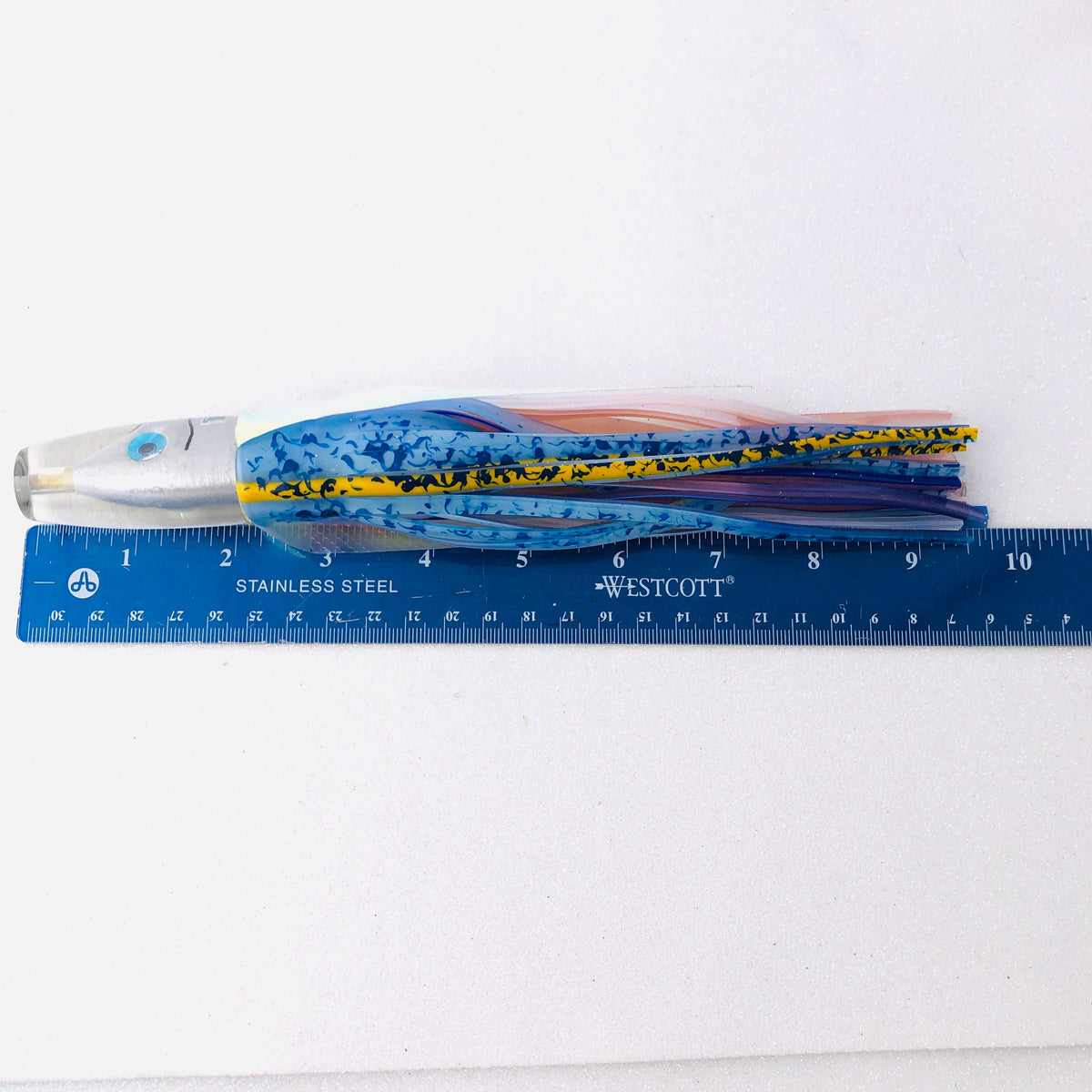 Tsutomu Lures-Tsutomu Lures Silver 10 inch Invert Moke, Yellow Snapper Skirts - New-New Lures