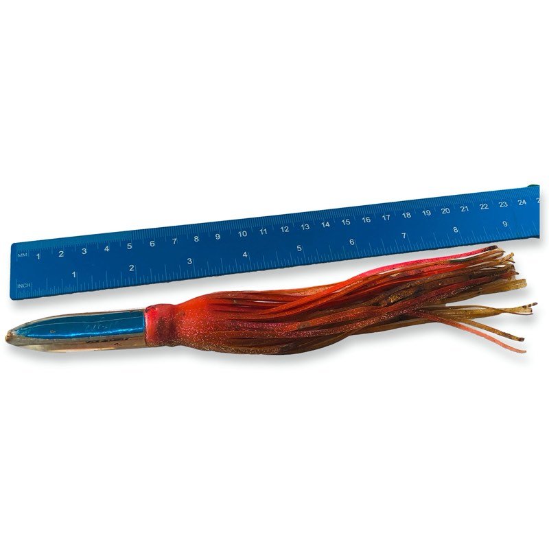 Yo-Zuri Lures-Vintage Yo-Zuri Lures 8" Speed Bullet Red & Blue Skirted Used-Used Lures