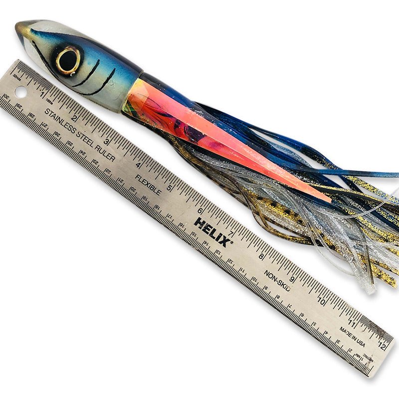 Tsutomu Lures Premium 12 Inch Blue & Silver Fish Head Bullet- Un-Fished Like  New Tsutomu Lures Saltwater Tackle - BGLH